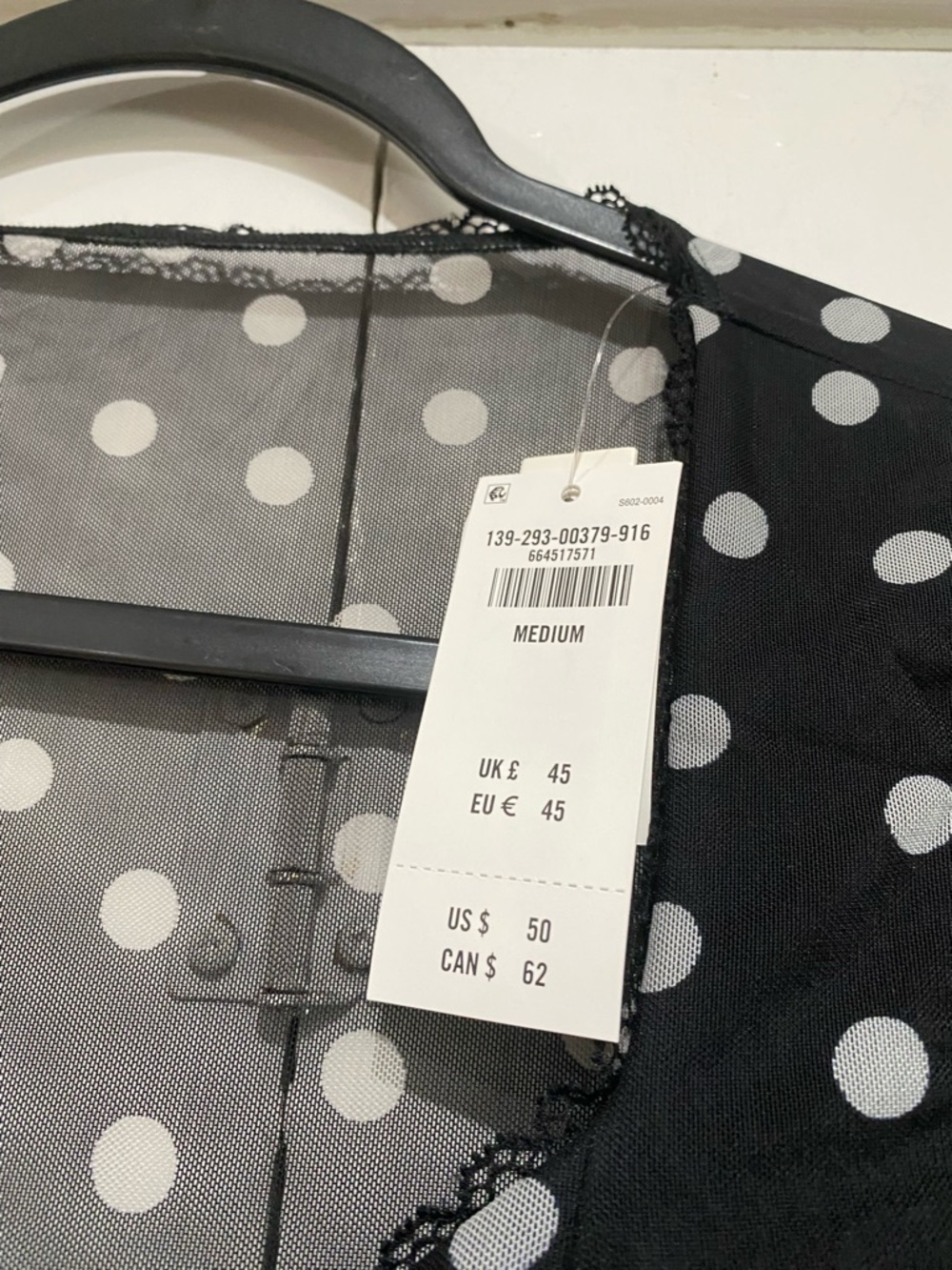 Abercrombie Fitch Blouse medium Bra Free Black Polka Dot Long-Sleeve V-Neck Top - Picture 2 of 13